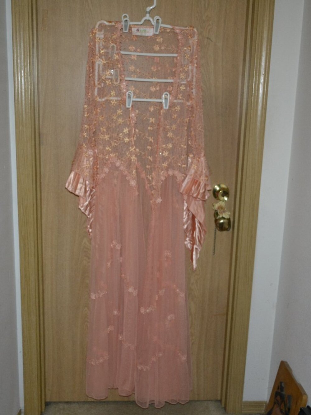Romantic Sheer Ethereal Style Dramatic Sleeves Floral Embroidered Princess Dress